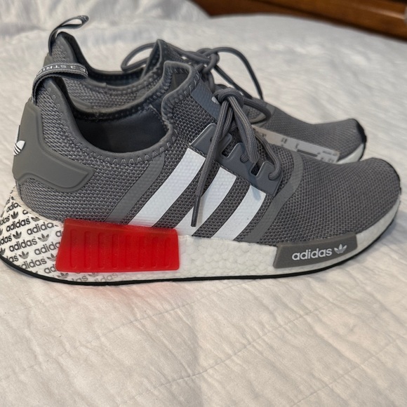 Adidas Gray Sneakers with Red Highlights - Picture 2 of 9